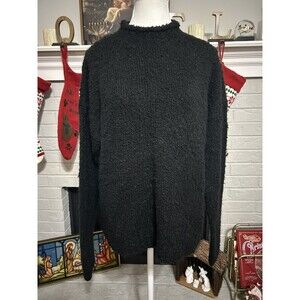 J Crew Women’s Large Roll Neck Fisherman Wool Blend Tweed Sweater